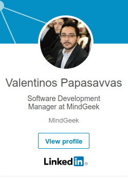 linkedin profile of Valentinos Papasavvas Senior PHP/iOS Developer